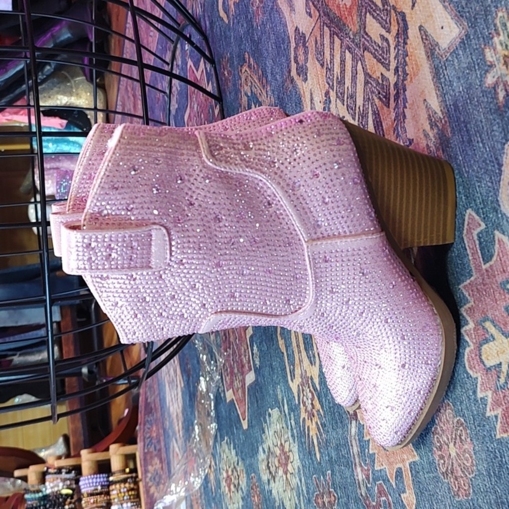 Pink Rhinestone Western Boots - Picture 2 of 4
